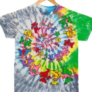 Grateful Dead Dancing Bears Spiral Graphic Tie-Dye Tee M NWT